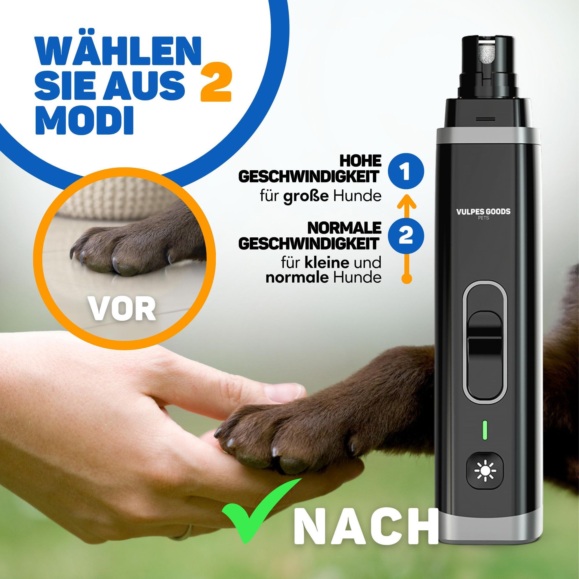 Vulpes Goods Hunde Katzen Krallenschleifer, Elektrische Nagelfeile Haustier, Nagelschleifer, Krallenschere