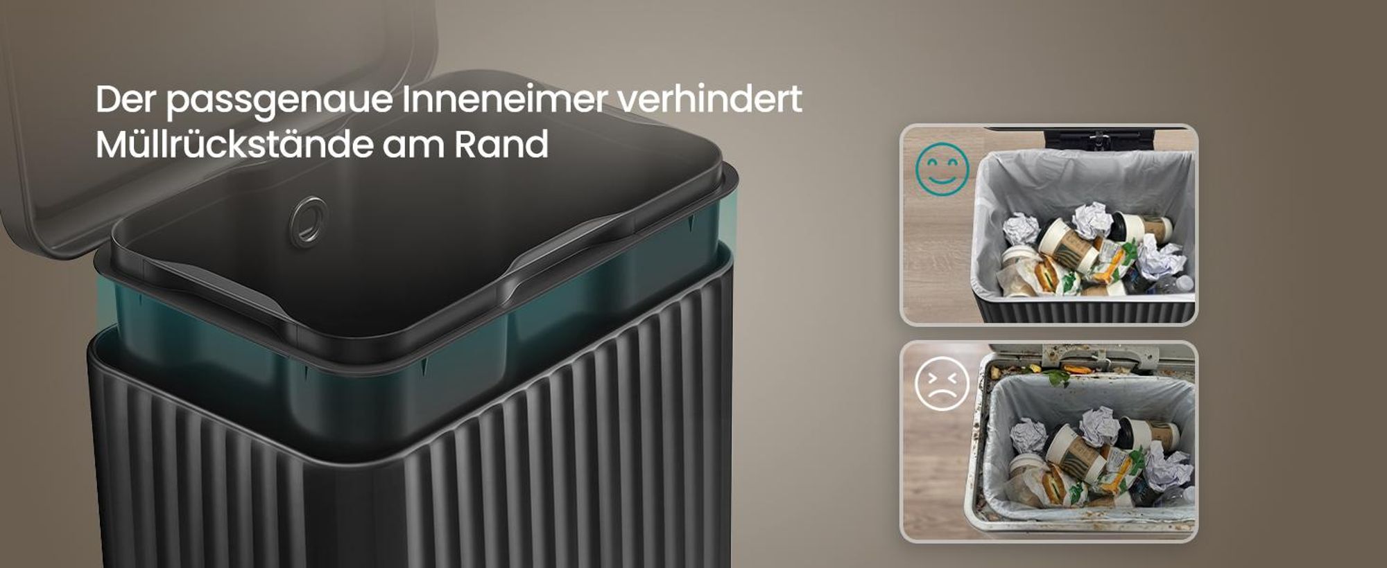 SONGMICS Mülleimer Küche, Abfallbehälter mit Deckel und Pedal, Softclose, Herausnehmbarer Inneneimer, 30 L, Schwarz