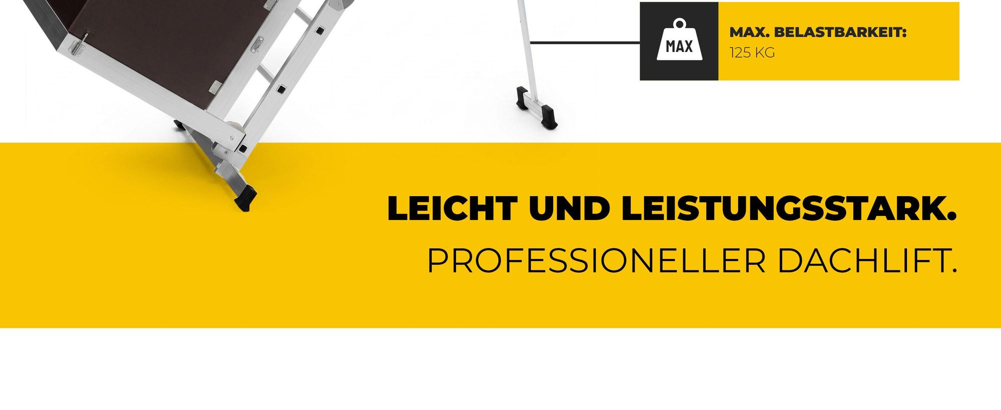 Drabest | Leiterlift Dachdecker, 125 kg Traglast, 1050W Motor, 12 m Seil, Aluminium Konstruktion, Bis 12,5 m Höhe, Transportwagen, Schnelle Montage