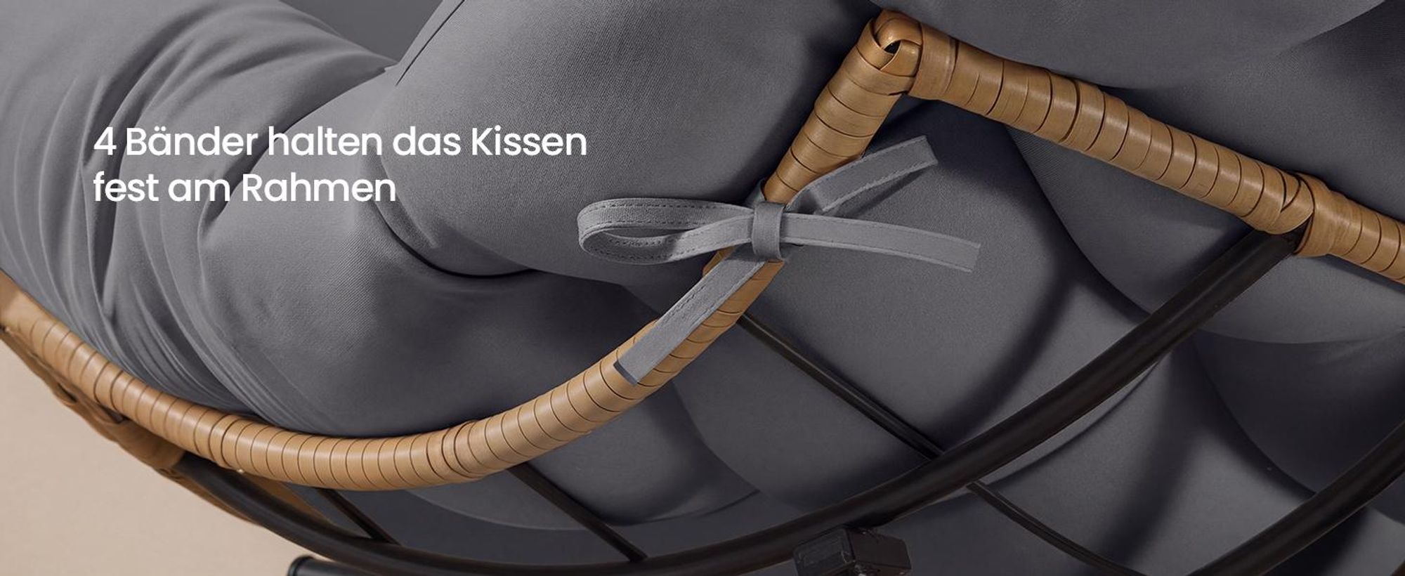 VASAGLE Relaxsessel mit ausziehbarer Fußstütze, Schaukelsessel, abnehmbares Kissen, Stahlgestell, bis 136 kg, grau