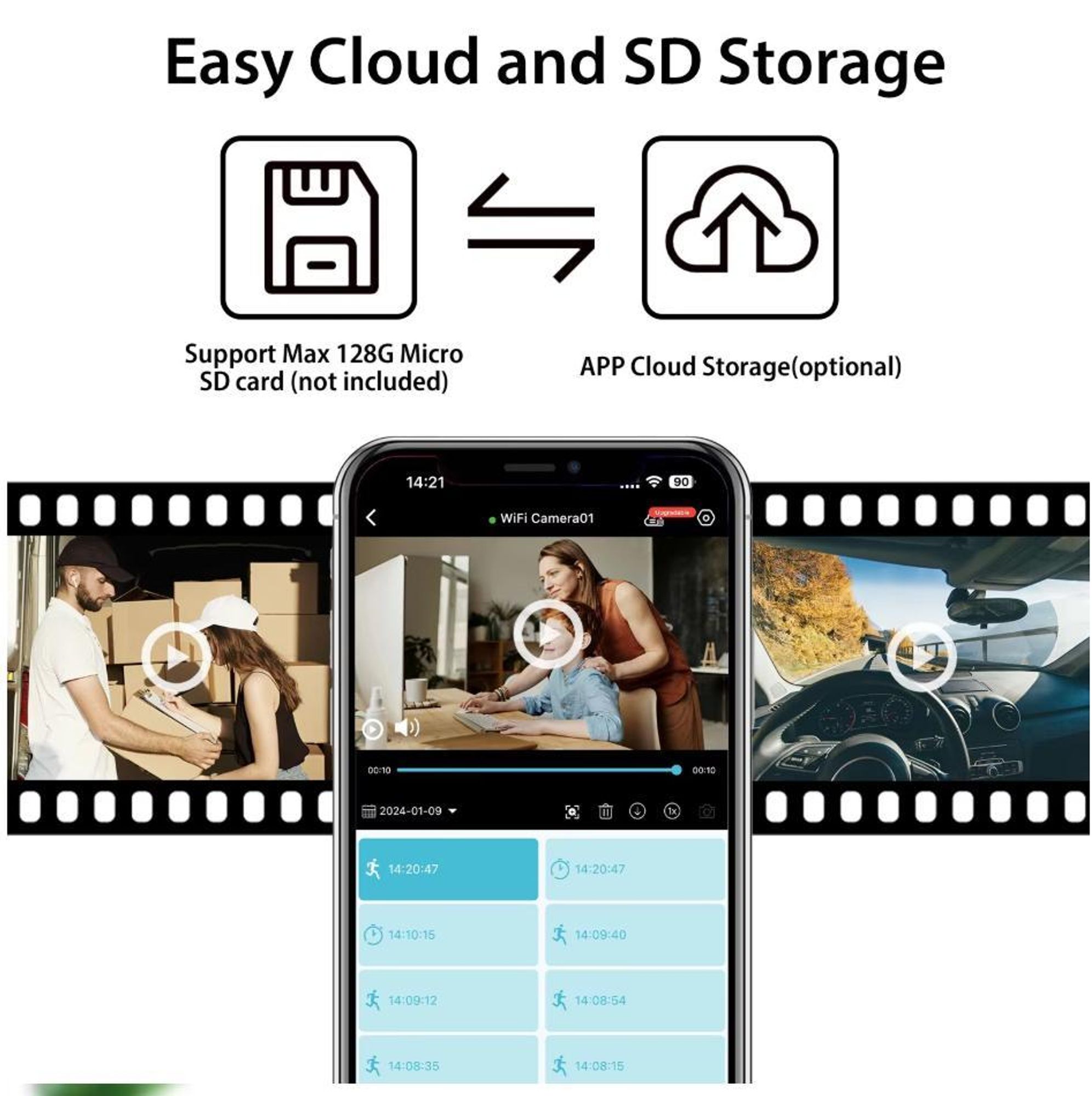 Full HD 1080p CMOS Infrarot Mini Kamera mit Nachtsicht, Bewegungserkennung und WLAN-Cloud-Speicher