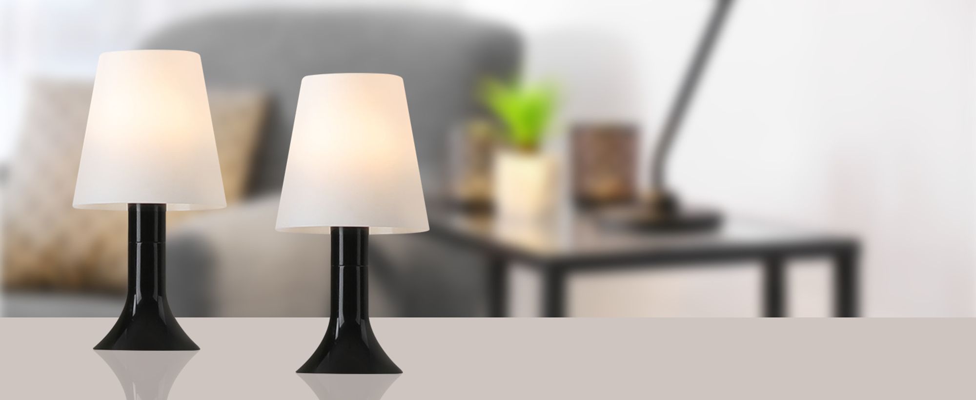 ZMH Nachttischlampe Wohnzimmer Tischlampe mit Kabel Tischleuchte 2er Set Kleine Lampe Schwarz E14 Tischlampen Moderne Landhausstil für Esstisch Schlafzimmer Ohne Leuchtmittel