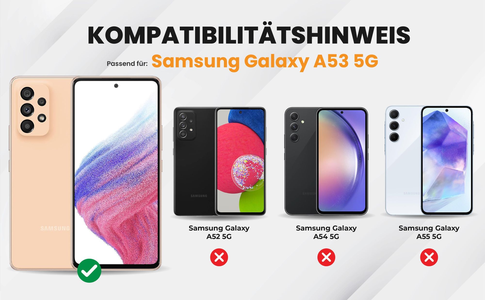 Kompatibilitätshinweise Hülle für Samsung Galaxy A53 5G