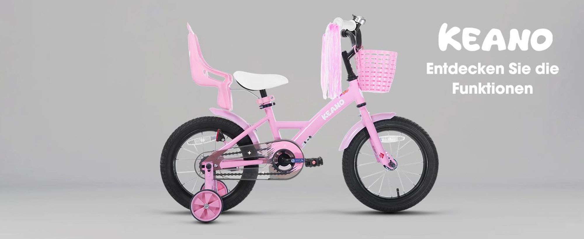 Joystar 20 Zoll Mädchenfahrrad mit Puppensitz und Korb, Kinderfahrrad mit Luftschlangen, vollständigem Kettenschutz und Schutzblechen