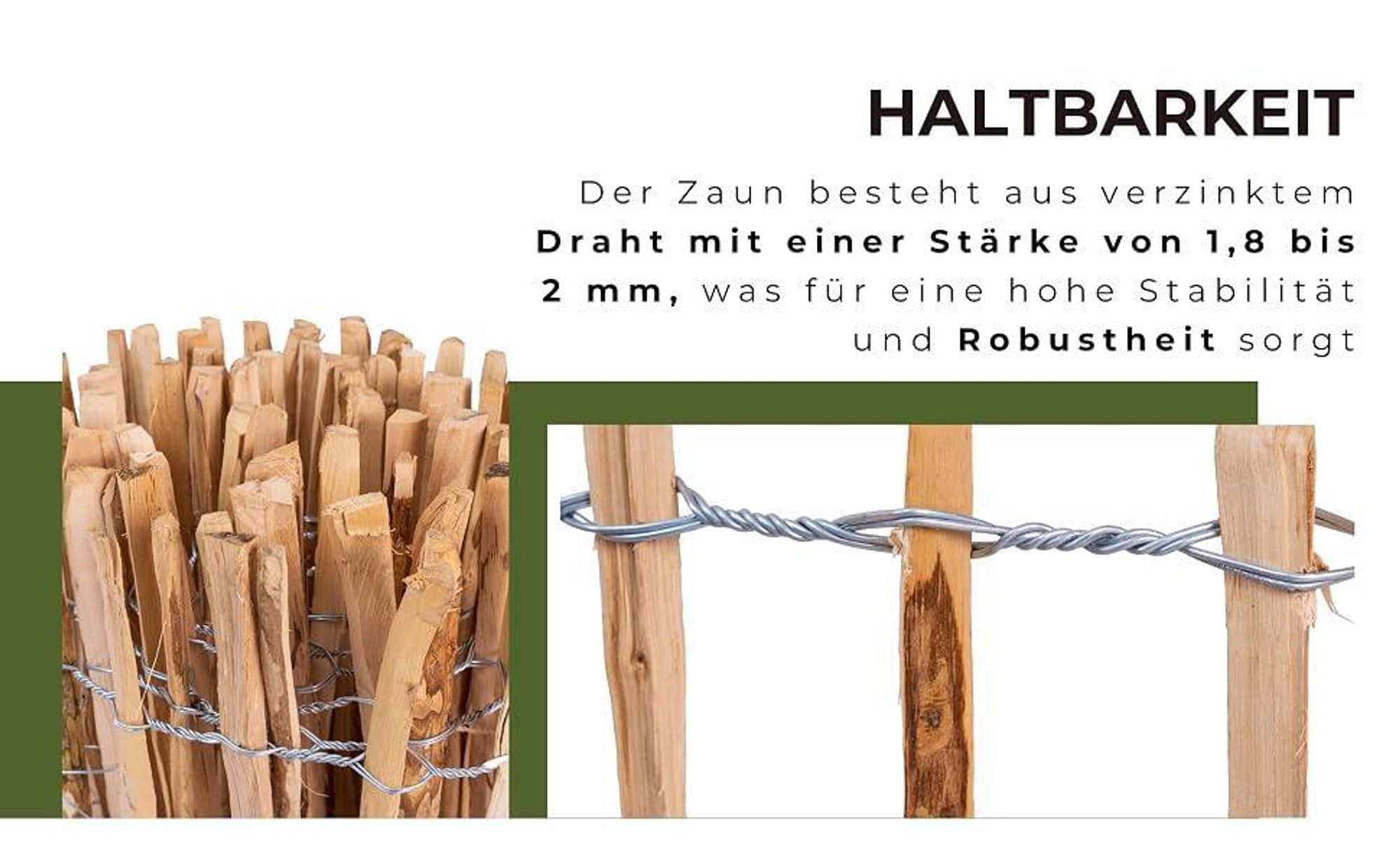 Ogrodzenia Wiklinowe Staketenzaun H:120 cm L:5m Lattenabstand 7-8 cm Gartenzaun Beetumrandung Haselnuss Holz Steckzaun Holzzaun Zaunelemente Rollzaun Rollboarder