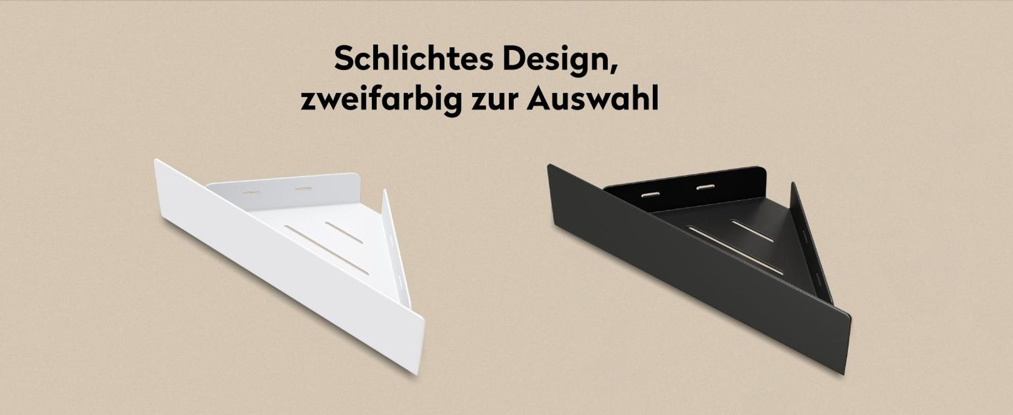doporro Duschablage ohne Bohren Ecke, Duschregal zum Kleben, Eckregal Bad, Badezimmer Organizer, Wandregal für Shampoo und Duschgel, Sandweiß Reglo-07