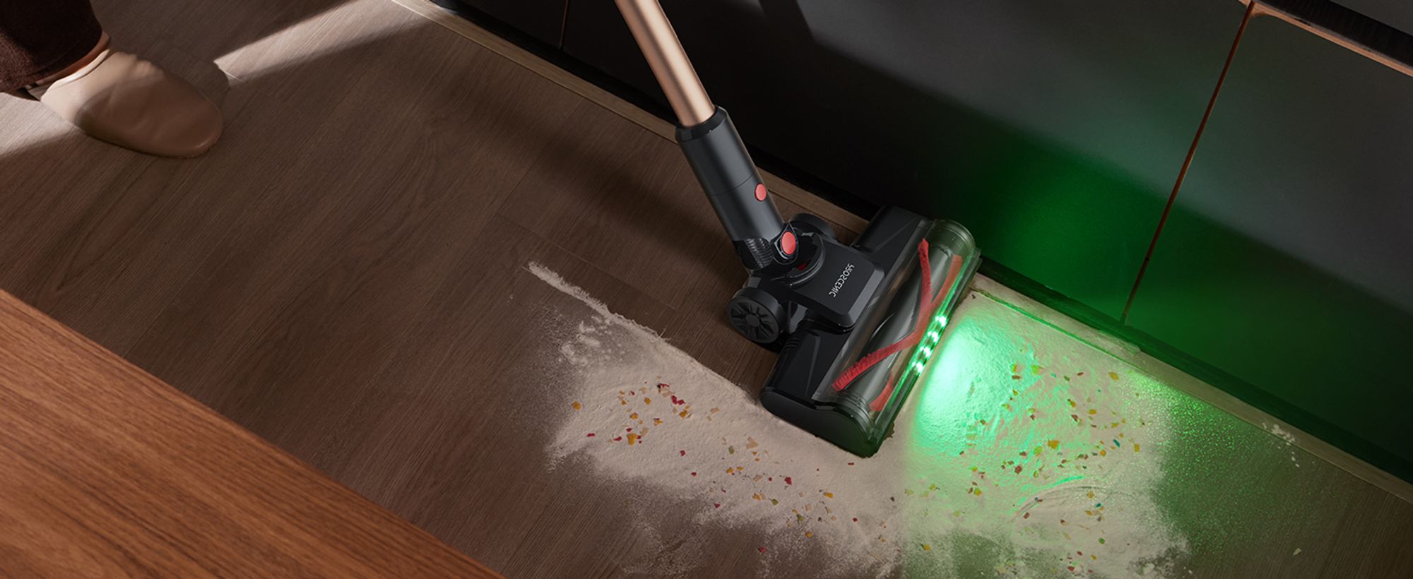Proscenic ​​Handstaubsauger, Akku-Staubsauger,40kPa/450W starke Saugkraft, 40 Minuten, mit grünem Licht, 5-in-1 Filtersystem,für Kleine Wohnung