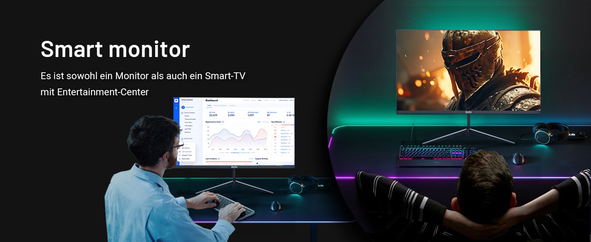 TuTu TU245J03 25 Zoll Full HD Smart TV & Monitor - Google TV - 2x HDMI, 2x USB mit Fernbedienung und HDMI-Kabel