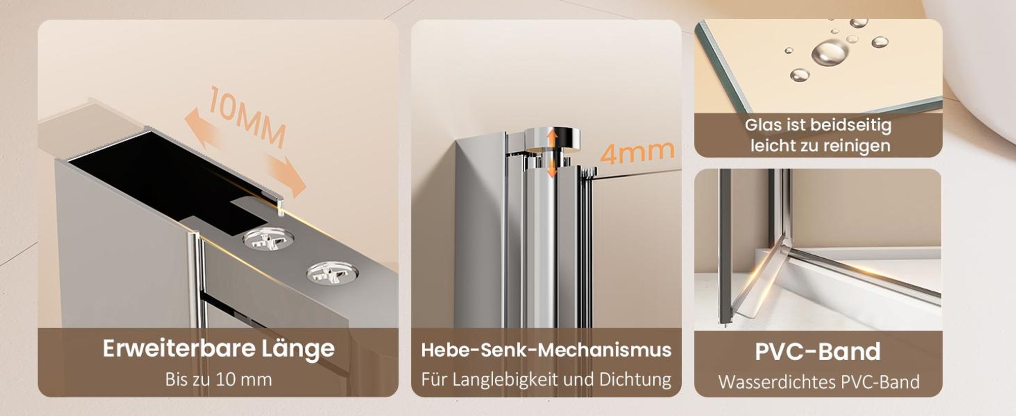 EMKE Duschkabine 80x80cm Eckeinstieg mit 2 Pendeltür Drehtür Duschabtrennung Nano Beschichtung ESG Sicherheitsglas Hebe-Senk-Funktion Höhe: 195cm