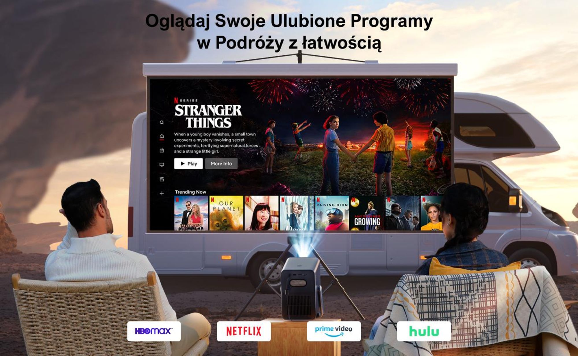 Projektor ULTIMEA Android TV 11.0 z NETFLIX, projektor kina domowego 4K o jasności 1000 ANSI lumenów, Dolby Audio, uchwyt do przenoszenia, Poseidon E40 Smart Series
