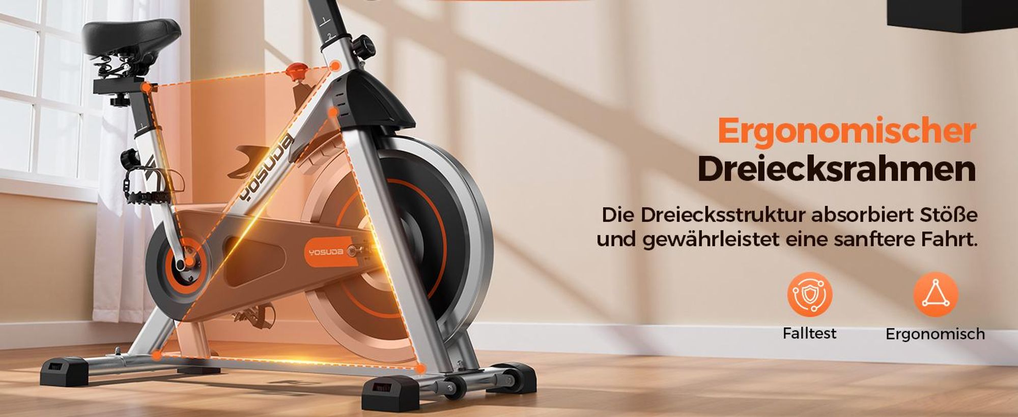 YOSUDA Heimtrainer mit magnetwiderstand , Indoor Leises Fitnessbike mit Tablet-Halter,  Bike Indoor mit LCD-Monitor,Bis 136KG