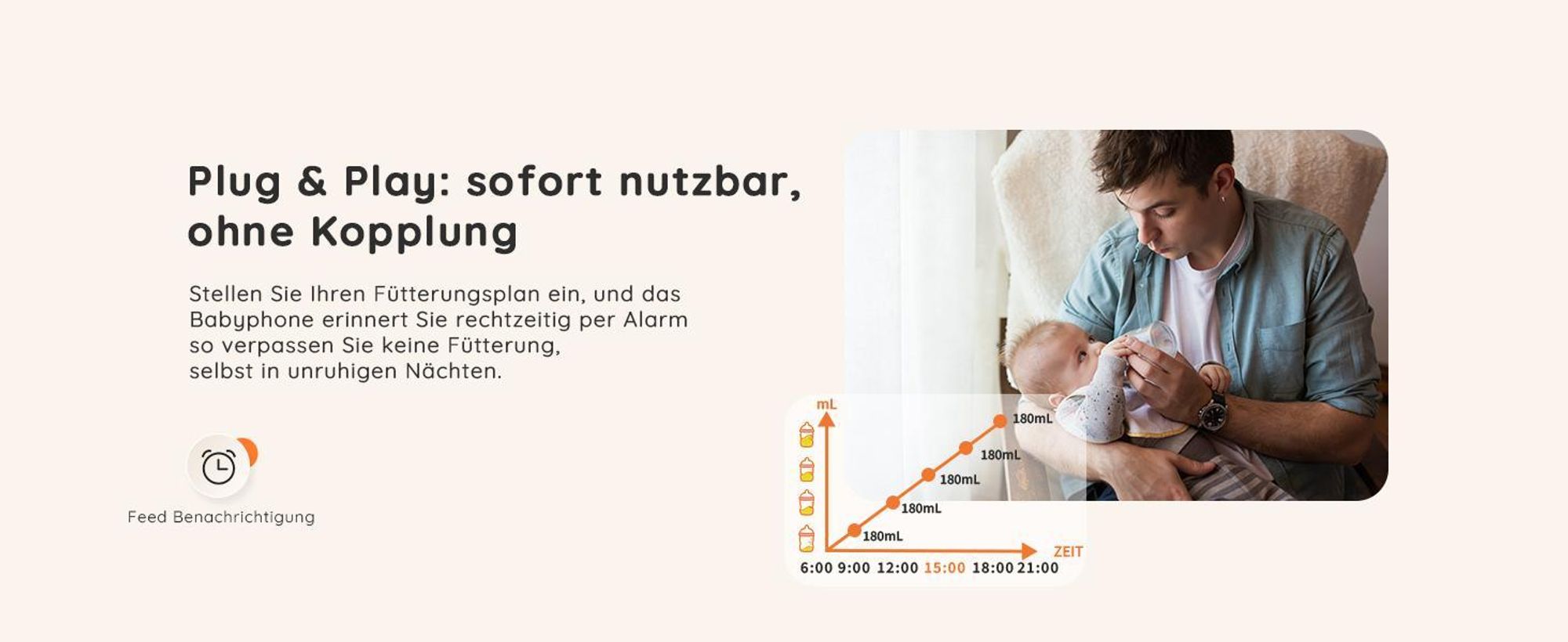 Babyphone mit Kamera, 5", VOX, Temperaturüberwachung, Gegensprechfunktion, IR-Nachtsich, weiß