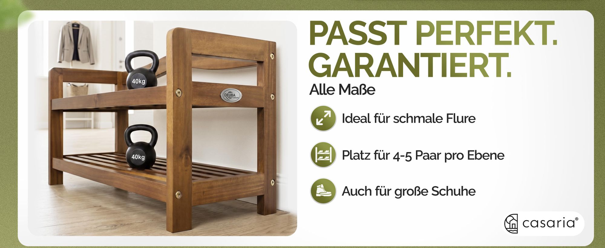 CASARIA® Schuhregal mit 5 Ebenen aus Akazienholz