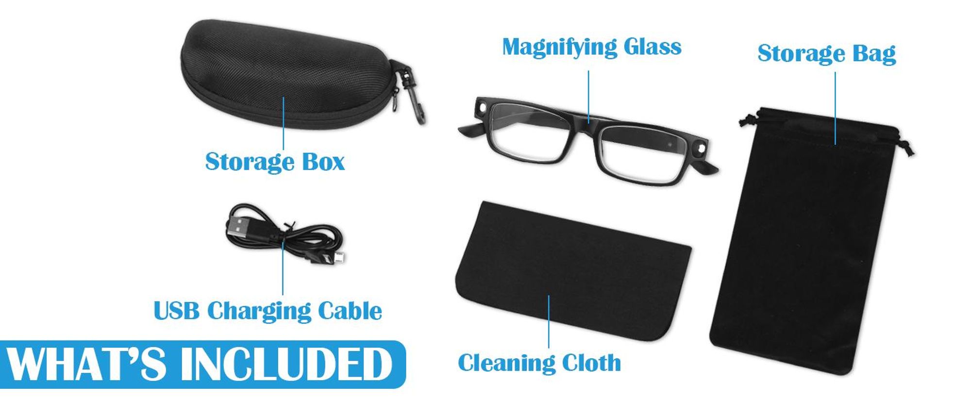Lupenbrille mit Licht, Vergrößerungsbrille, USB Wiederaufladbare, für Senioren, Arbeiten im Nahbereich, Hobbys, Lesen, Basteln