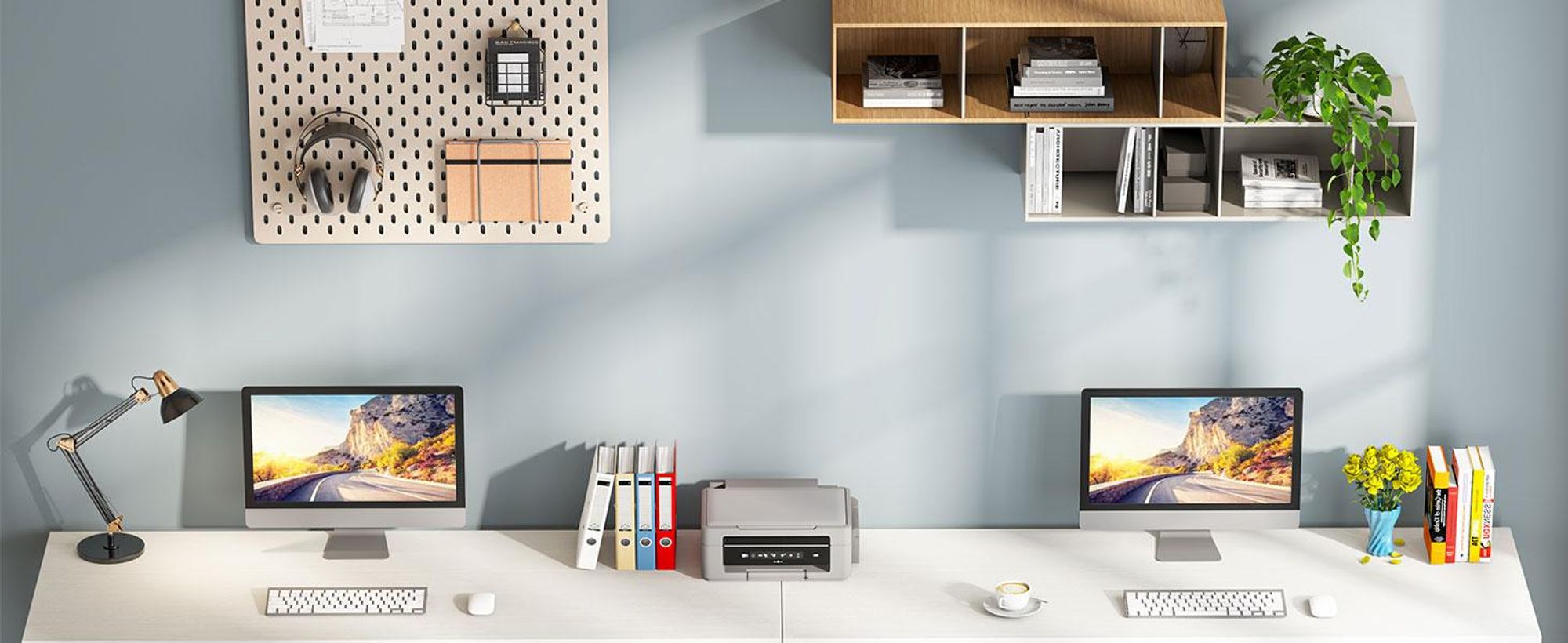 Computertisch mit 5 Schubladen, 120 cm weißer, moderner, schlichter Schreibtisch mit Metallgestell, Arbeitstisch für das Homeoffice
