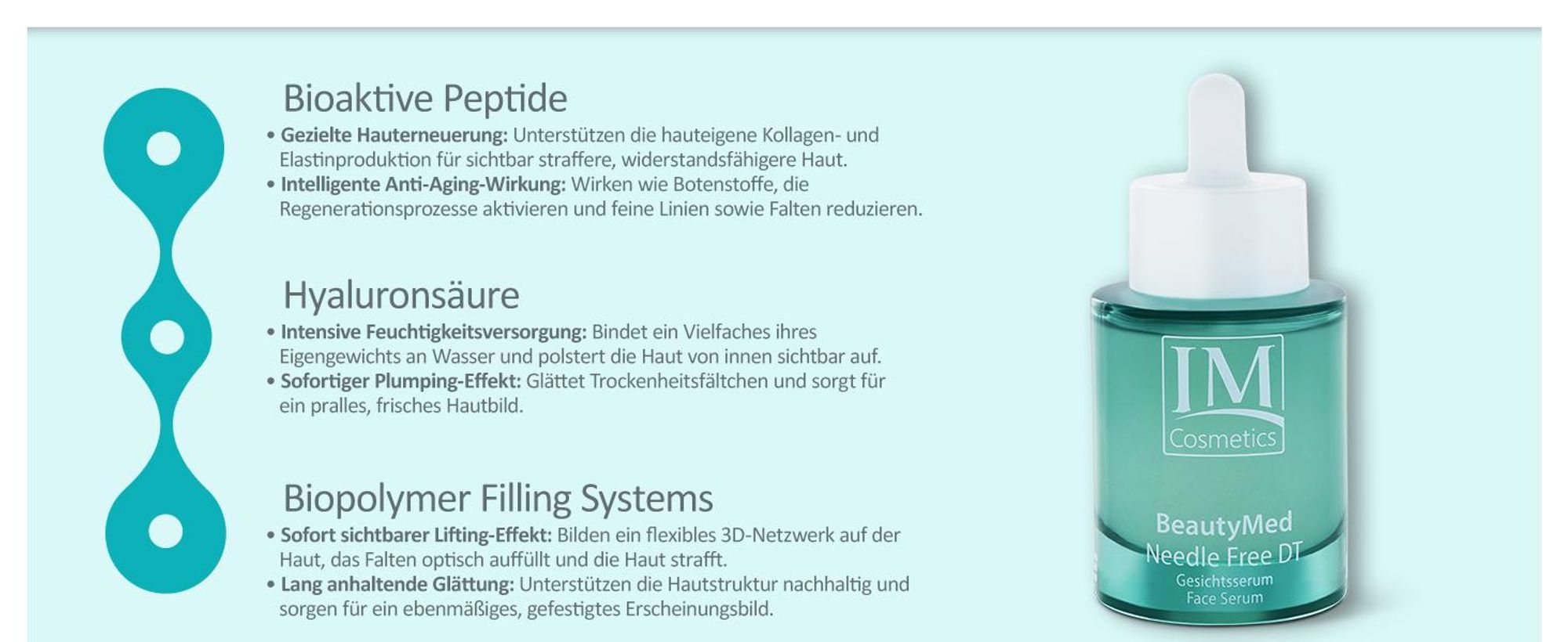 Genius IM Cosmetics BeautyMed Needle Free DT Gesichtsserum 50 ml - Anti-Aging Serum mit Hyaluronsäure für straffere & glattere Haut Dr. Michaela Fuchs