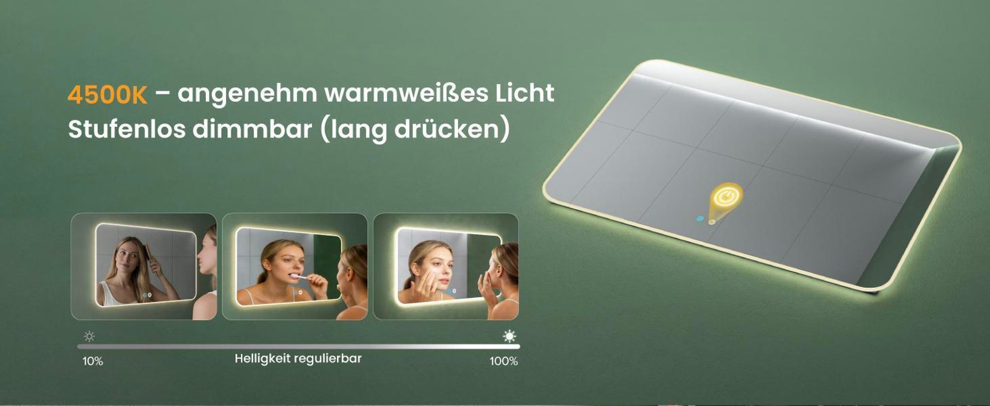 Mai & Mai Wandspiegel Badezimmer Spiegel LED 140x70cm LED Bad-Spiegel mit Touchschalter, Beschlagfrei durch Antifog-Schicht nova-02