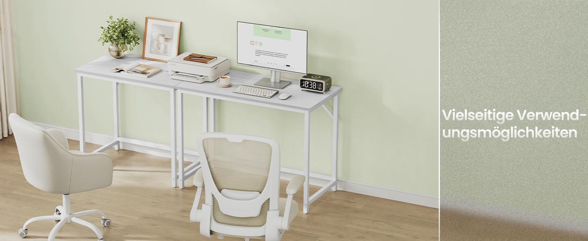 VASAGLE Schreibtisch Computertisch 100 x 50 x 75 cm schmaler Bürotisch weiß