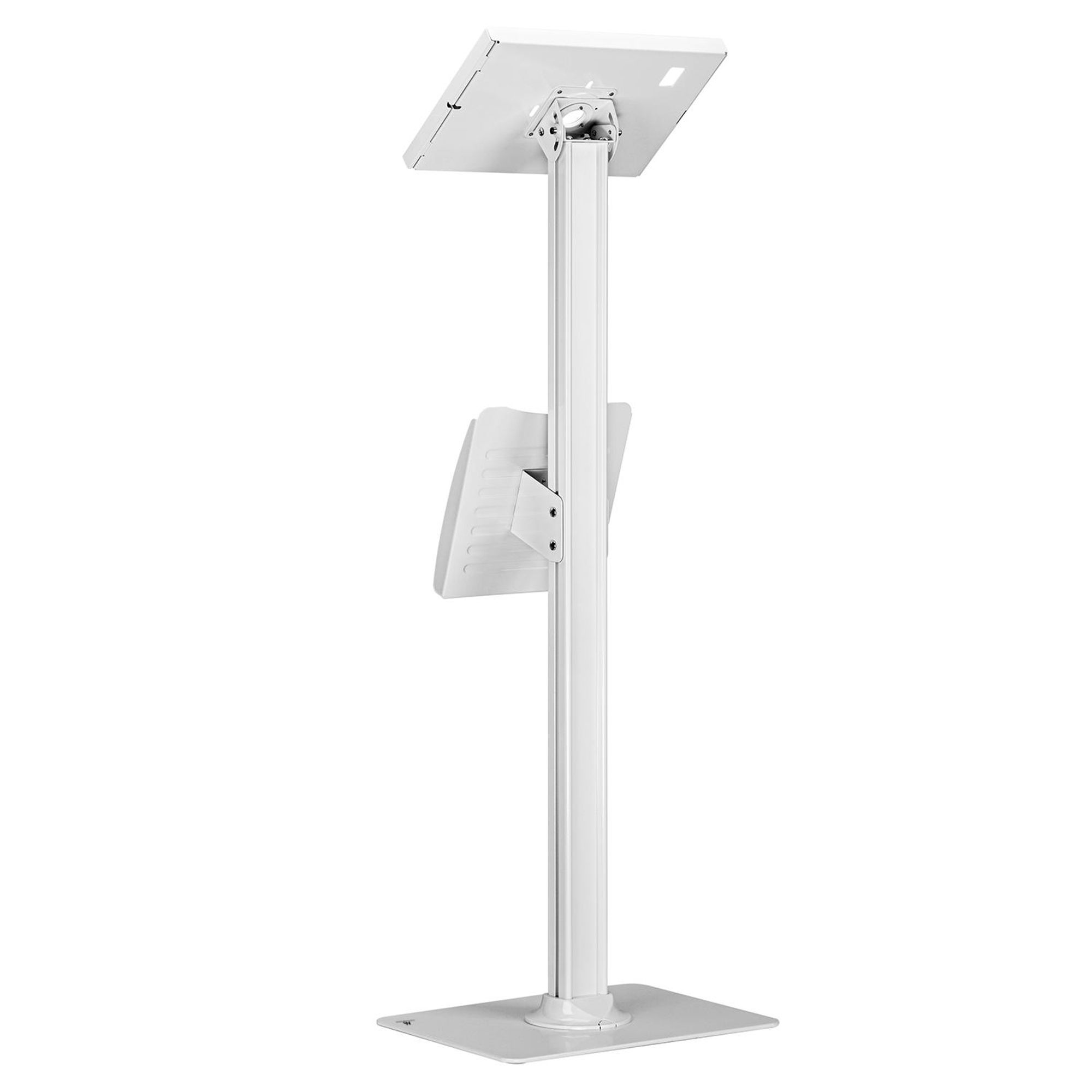 MC-476 Maclean Tablet-Bodenständer mit Diebstalschutz und Prospekthalter Kompatibel mit 9.7"-11", iPad/iPad Air/iPad Pro, Samsung Galaxy Tab A/Tab A7/Tab S6 Lite Bodenbefestigung (Weiß)