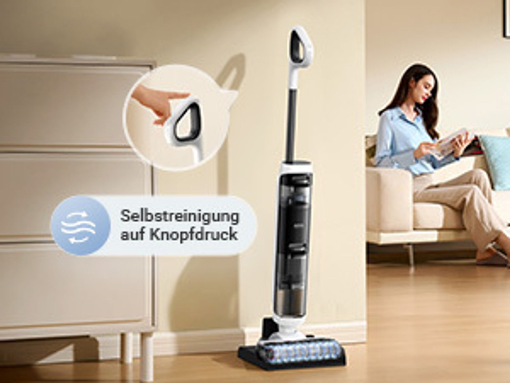 MOVA K20 Nass- und Trockensauger, selbstreinigende automatische Bürsten, 30 min Laufzeit, Doppel-Kantenreinigung