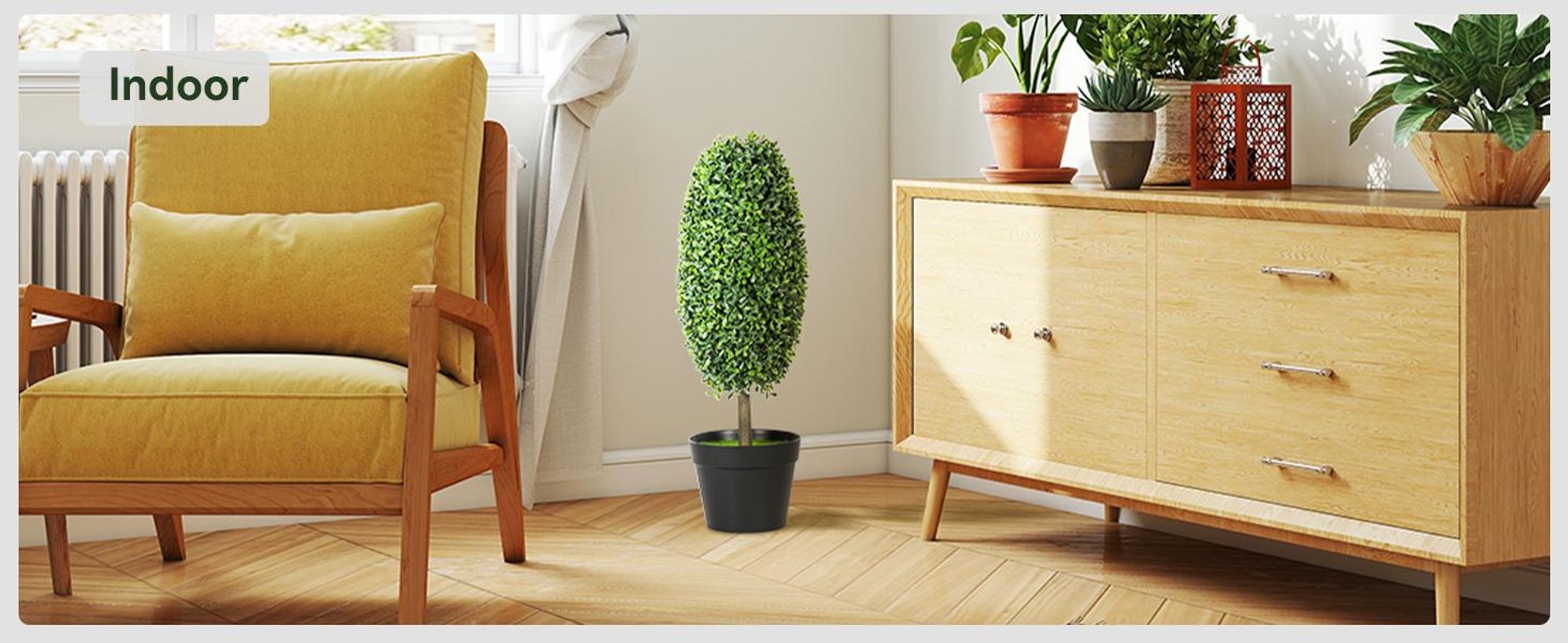 HOMCOM Sztuczny bukszpan, zestaw 2 sztuk, 60 cm, sztuczna roślina w kształcie oliwki