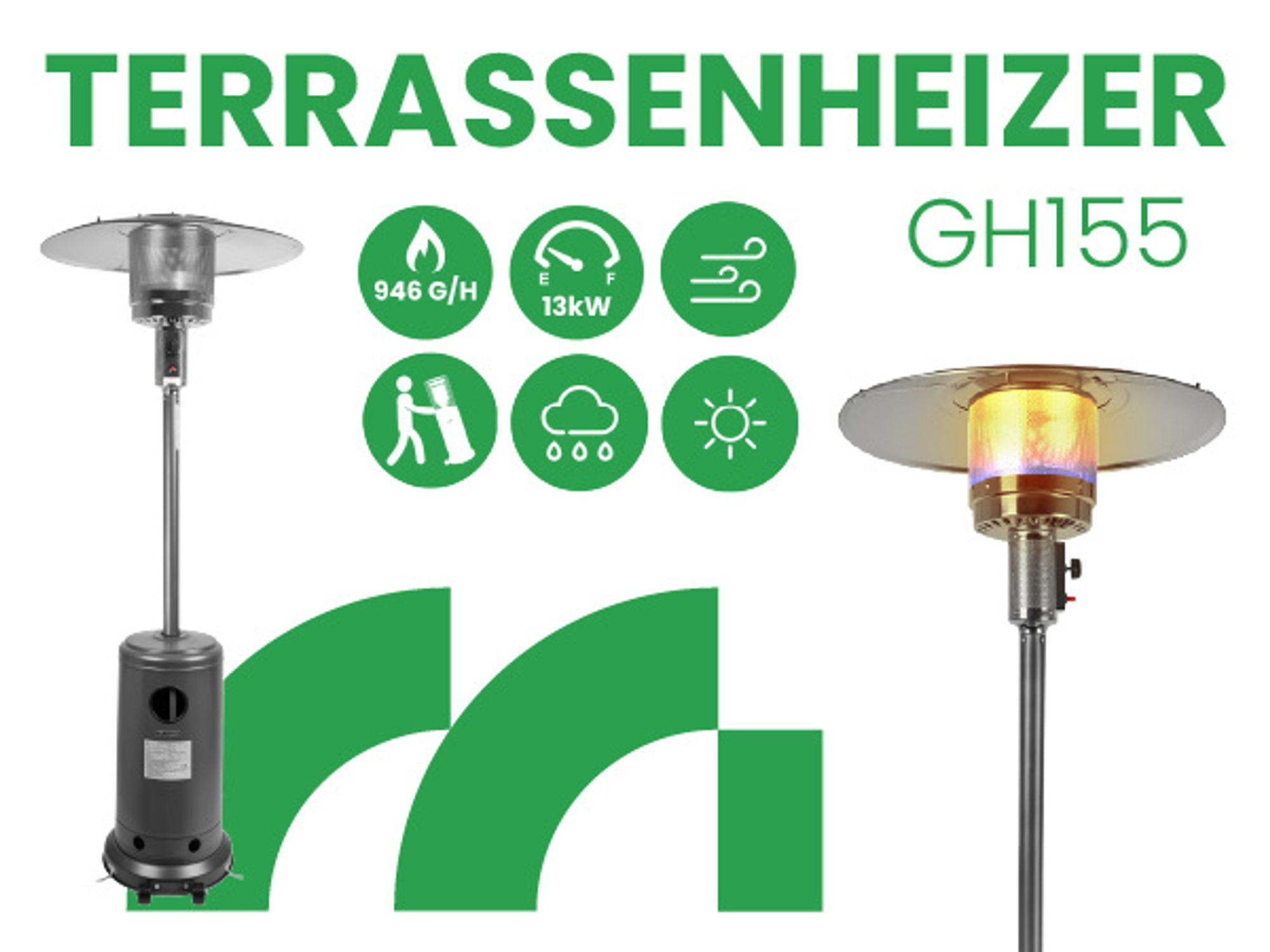 Gasheizschirm Heizstrahler Terrassenheizermit Abdeckung