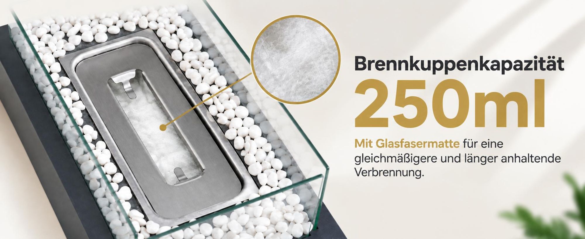 ZMH -ethanol tafelkachel, roestvrij staal, tafelhaard, 35x18x15cm, rechthoekig, glazen haard, glazen vlam, tafeldecoratie, decoratieve haard, zwart, geschikt voor woonkamer, buiten, feestjes