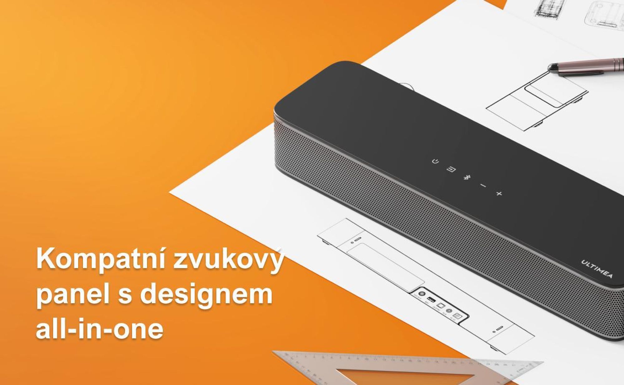 ULTIMEA 2.1kanálový soundbar pro TV s nastavitelnými basy, ovládáním přes aplikaci, all-in-one soundbar, TV reproduktor Bluetooth 5.4, Poseidon M20