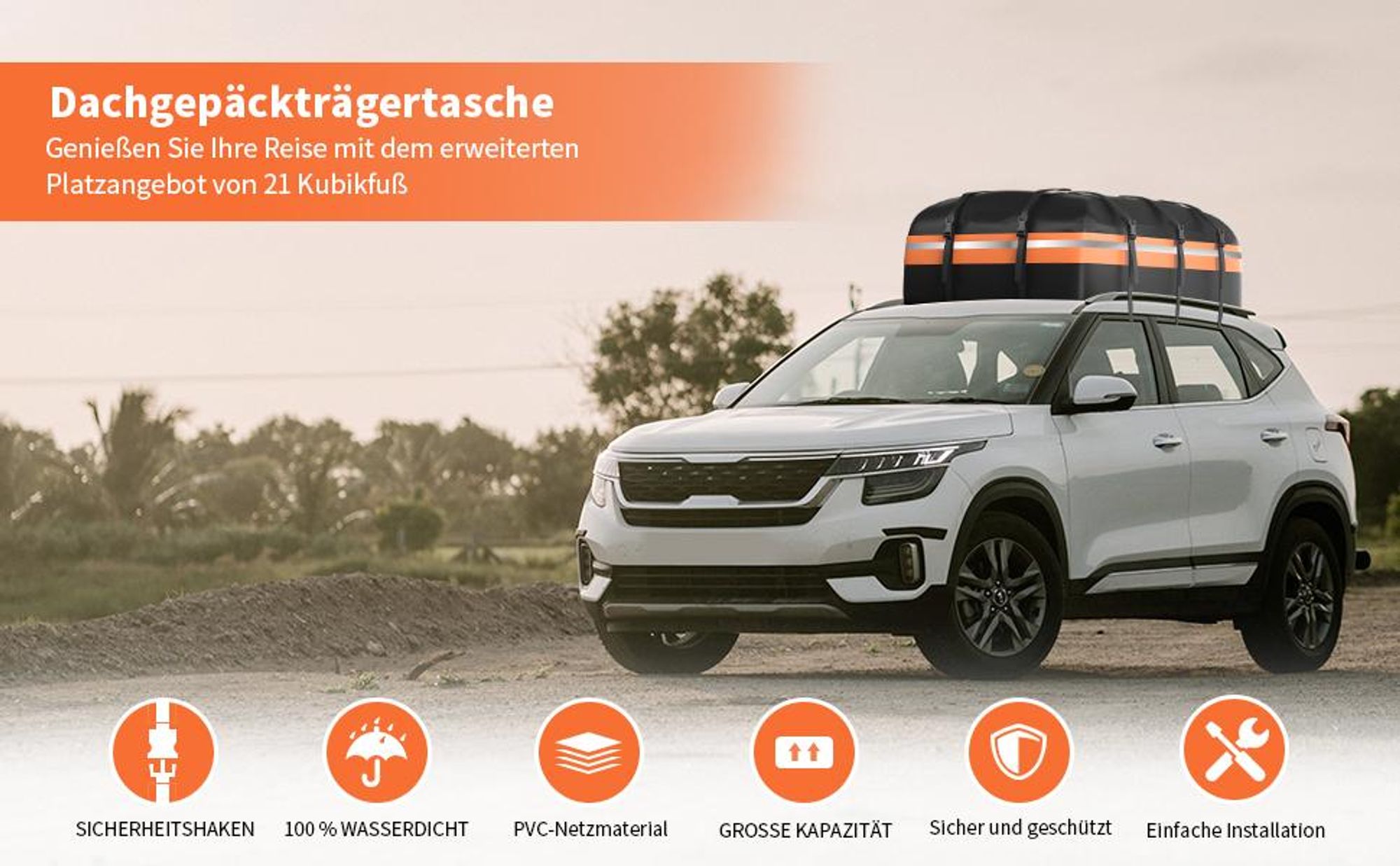 600L Dachbox Auto, Dachkoffer, Dachtasche, Faltbare Aufbewahrungsbox, wasserdicht, Sonnenschutzmittel, für Alle Fahrzeuge