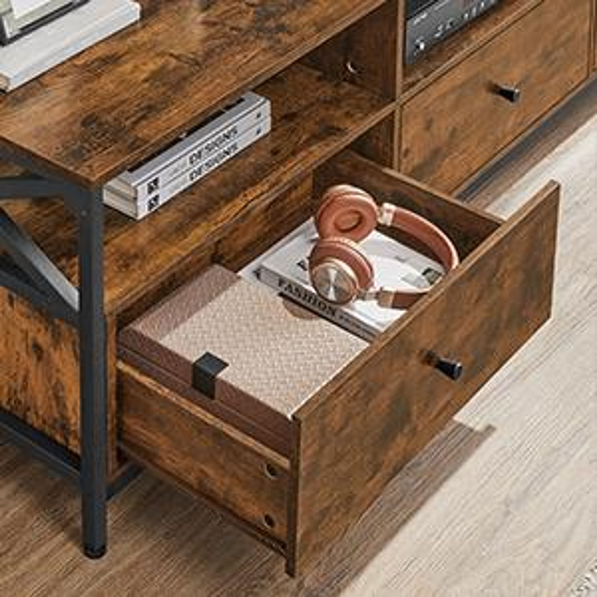 VASAGLE Lowboard TV-Schrank, 3 Schubladen, Breite 178cm, Stahlgestell