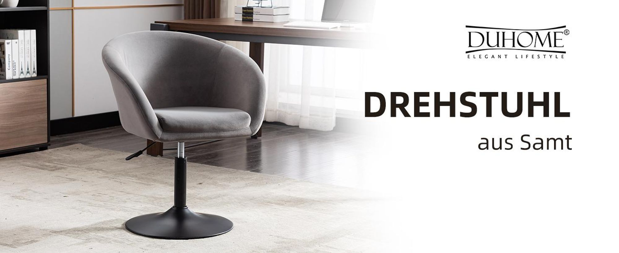 Duhome Clubsessel Cocktailsessel aus Samt Loungesessel Höhenverstellbar Drehhocker mit Armlehne und Rücklehne, Grau