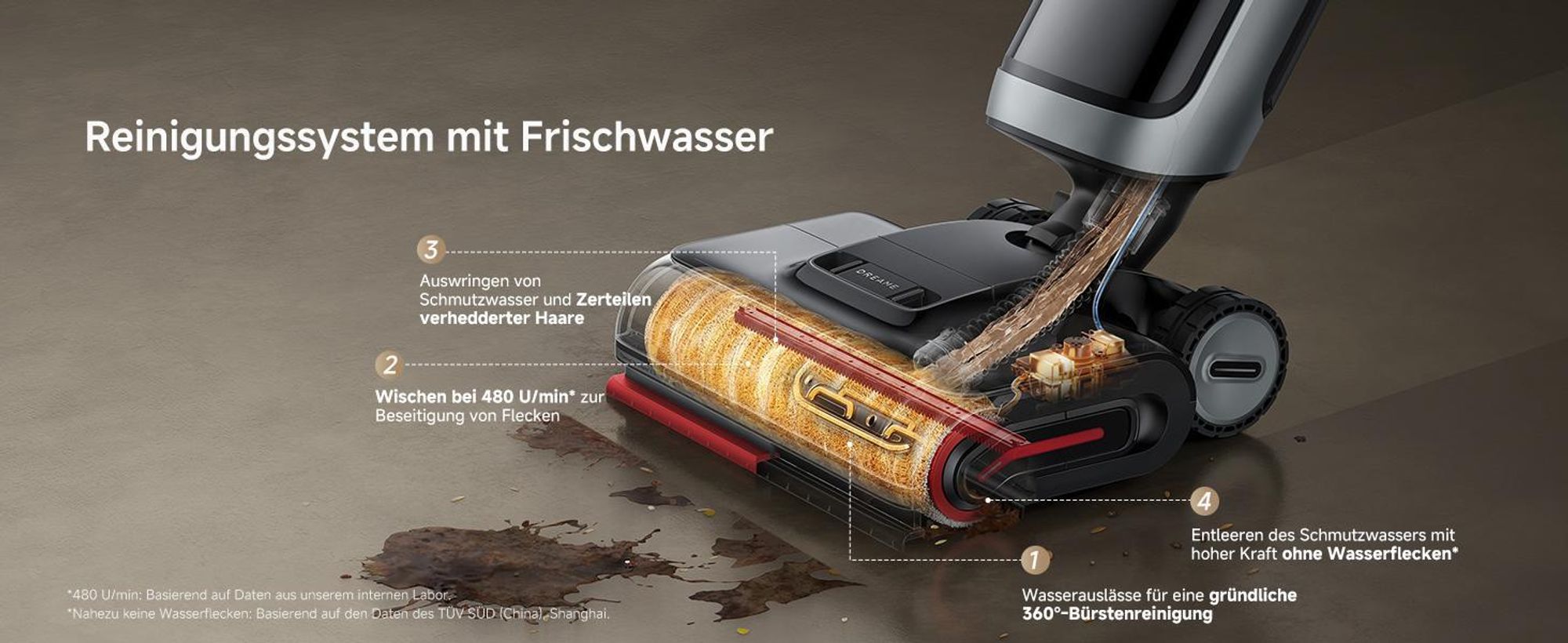 Winterdesign-Dreame H15 Pro Heat Nass-und Trockensauger,85 °Cheißes Wasser,90°C Trocknung,100℃ Reinigungsbürste,2in1 Akku-Staubsauger,22kPa,0-Tangle