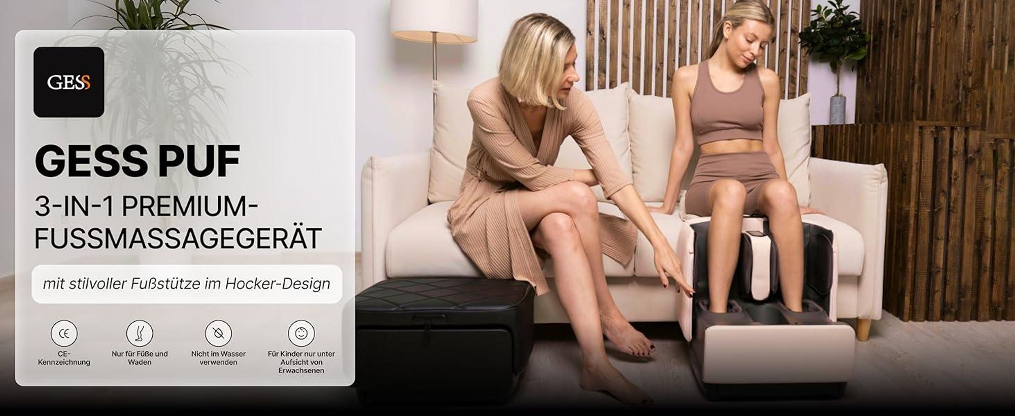 GESS Wadenmassagegerät elektrisch mit Wärme & Shiatsu, Luftkompression,