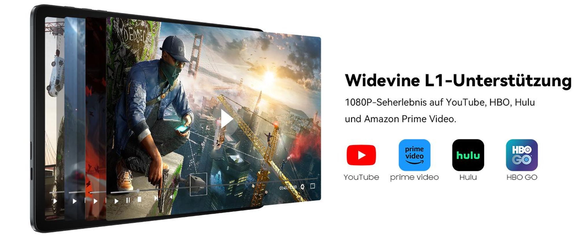 TABWEE T20 Android 16 Tablet 10.1 Zoll, 24+256GB(2TB TF) mit Zubehör Tablet-PC, Face ID,Widevine L1, 5G WiFi, Gemini Al，8MP+5 MP,GPS