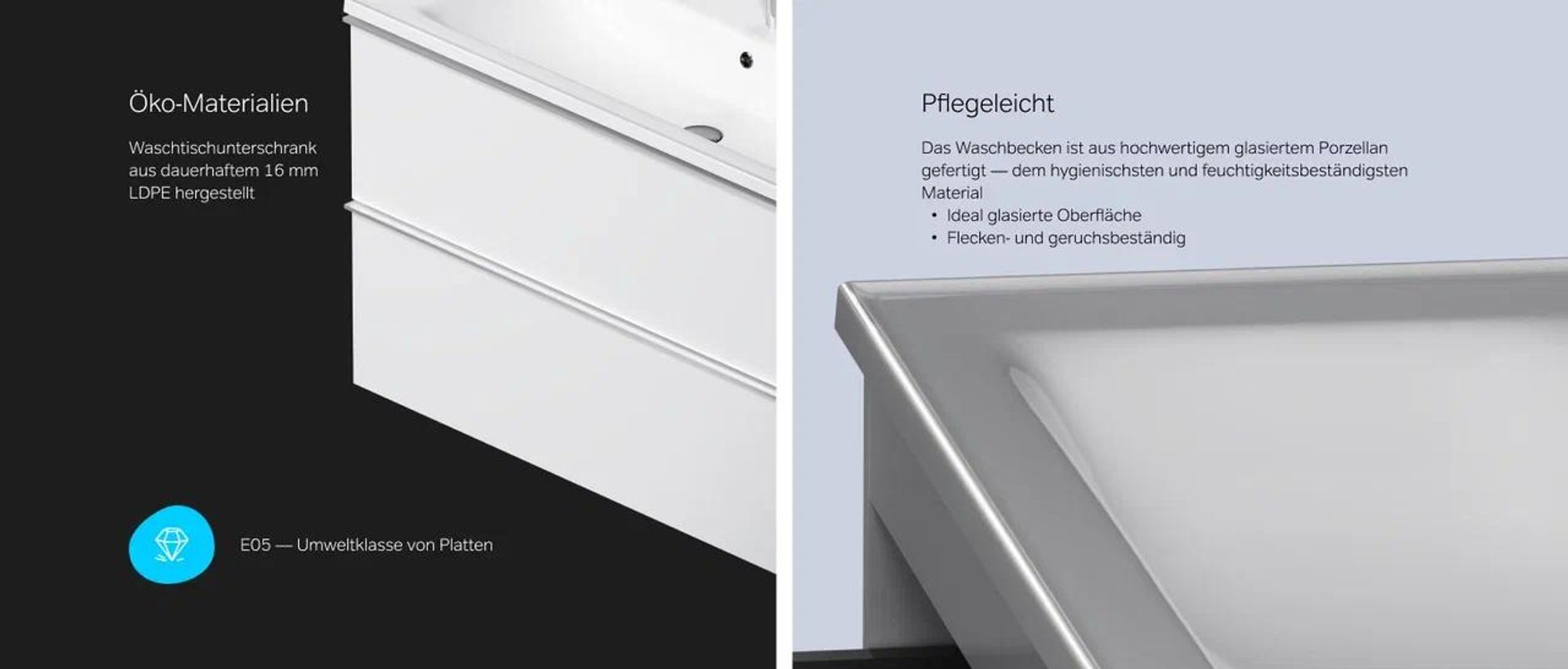 AM.PM Badmöbel Set Badezimmerschrank mit Waschbecken Hängender Waschbecken mit Unterschrank mit Soft Close, mit 2 Schubladen, 100cm, Weiß glänzend