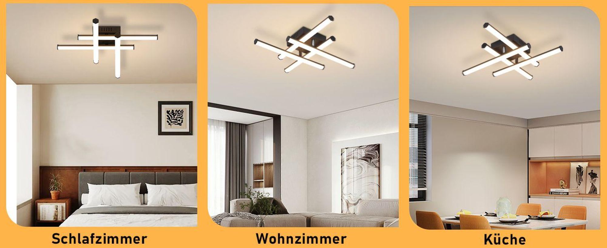 ZMH Plafonniers Lampe de cuisine moderne Noir 24W Lampes de chambre à coucher Architecture d'intérieur Lampes de salon 3000K Lumière blanche chaude Corridor