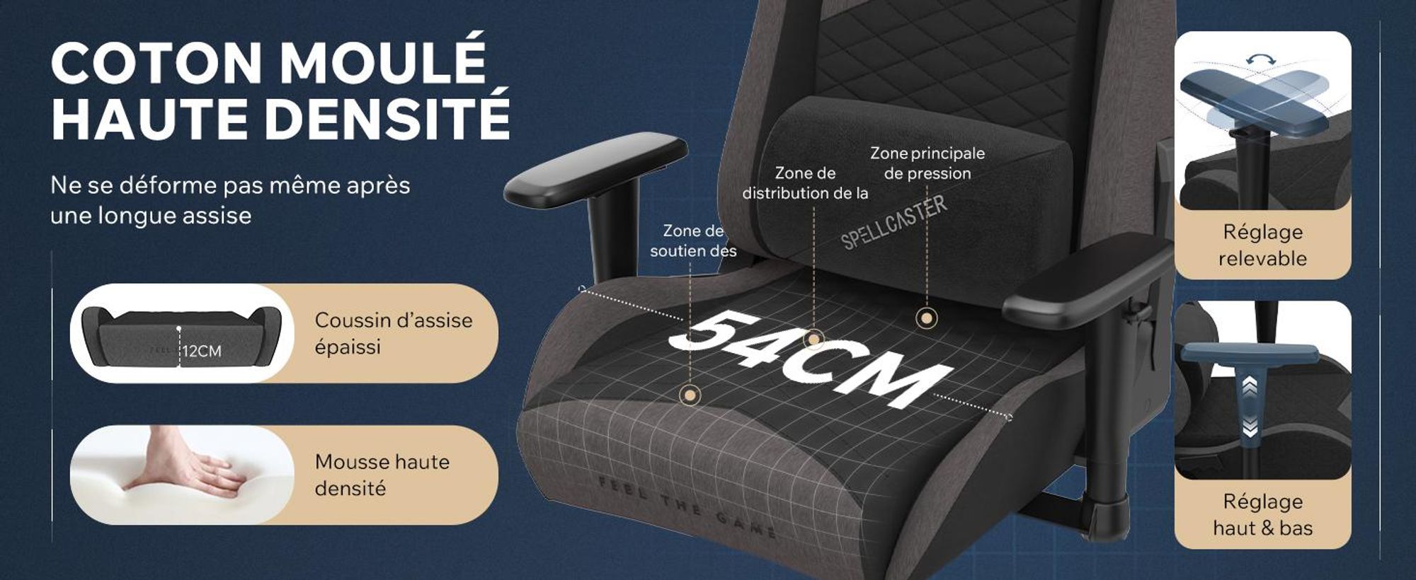 SENSE7 Žaidimų kėdė Sense7 Spellcaster Senshi Edition fabric Gaming Chair, Pilka