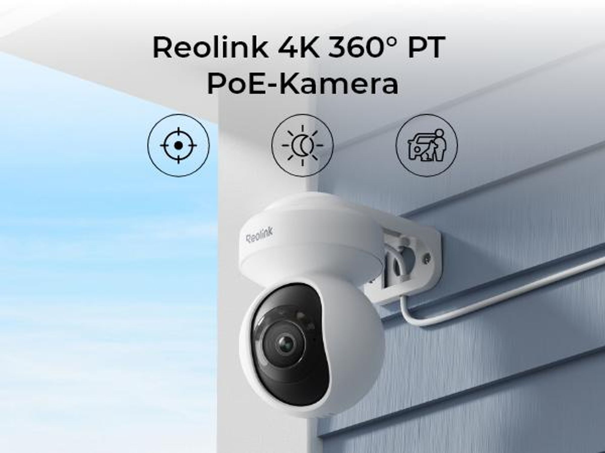 Reolink E1 Outdoor SE PoE, 4K 8MP PoE Überwachungskamera Aussen, 360° Abdeckung, Auto-Tracking, Farbnachtsicht, Personen/Fahrzeug/Tiererkennung, IP65
