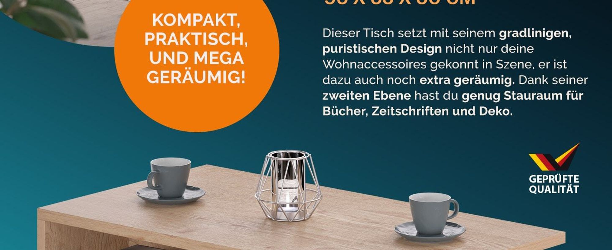 CASARIA® Couchtisch Holz Weiß Eiche mit Stauraum 95x55x50cm Wohnzimmertisch Modern Kratzfest 50kg Belastbar Wohnzimmer Beistelltisch für Couch Sofa