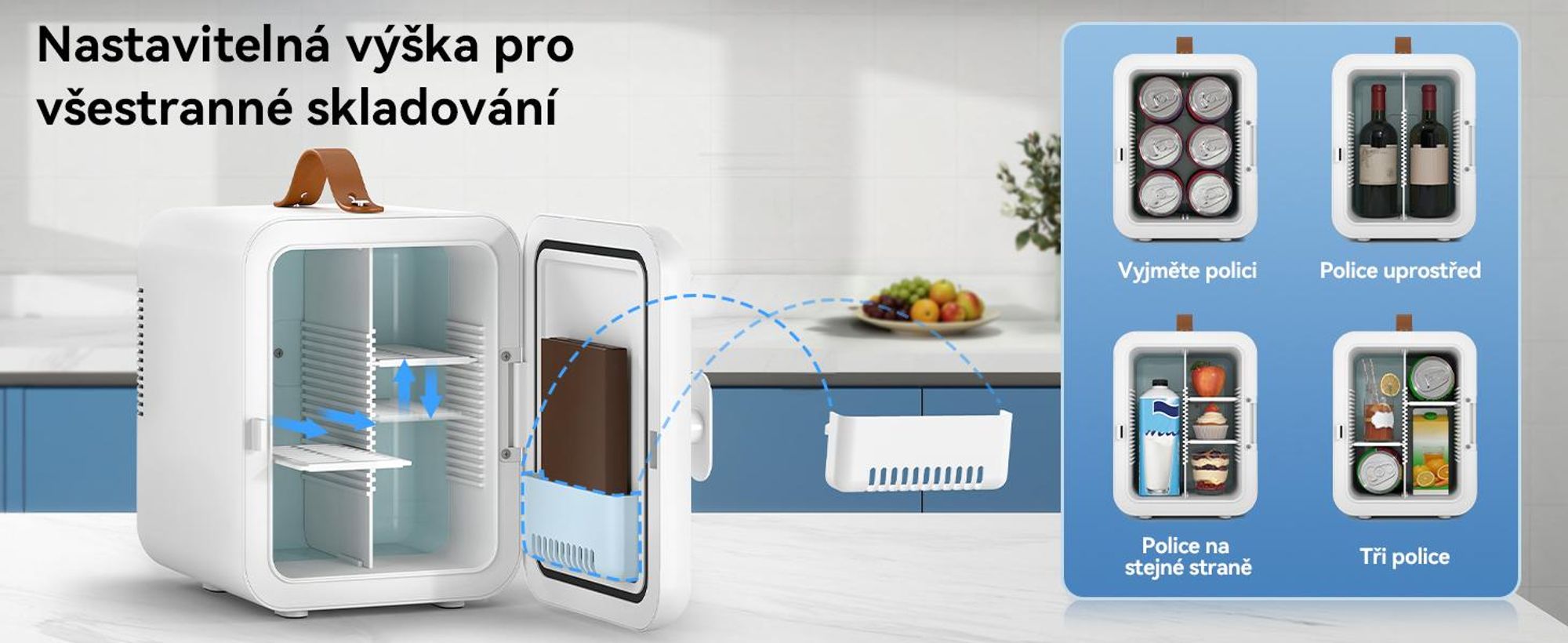 Puluomis Mini lednička o objemu 4 litry s funkcí chlazení i ohřevu, rozsah teplot 5°C až 60°C, napájení 220-240V/12V, provozní hlučnost ≤38dB, přenosná lednička/ohřívač vhodná pro kosmetiku, nápoje, do auta