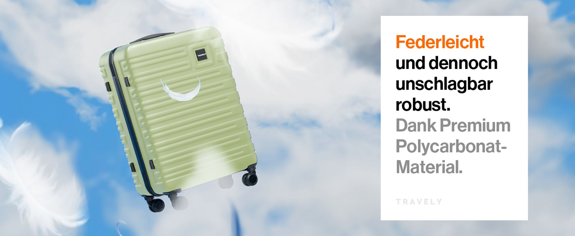 Travely Polycarbonat Koffer Groß 67cm L - 60L Innenvolumen - sehr robuster Hartschalen Koffer mit sanften Rollen & TSA Schloss, Reisekoffer, Koffer & Trolleys, Reisekoffer mit Rollen