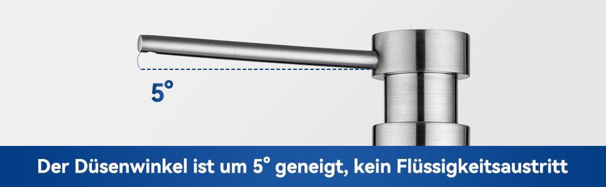 CECIPA Küchenseifenspender mit 300-ml-Behälter + 1,25 m Silikon-Verlängerungsschlauch – Seifenspender für die Küchenspüle – gebürstete Farbe