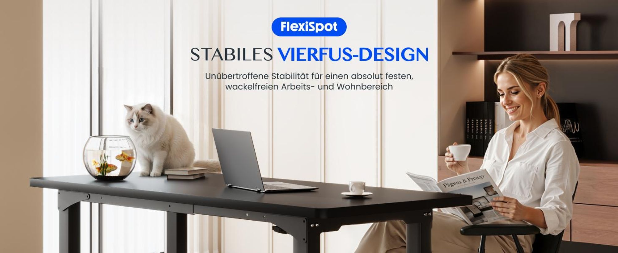 FLEXISPOT Höhenverstellbarer Schreibtisch Gestell elektrisch mit 4 Beinen, Dualmotor, 150KG Tragkraft, 4 Speicherplätzen für Büro und Zuhause, Schwarz