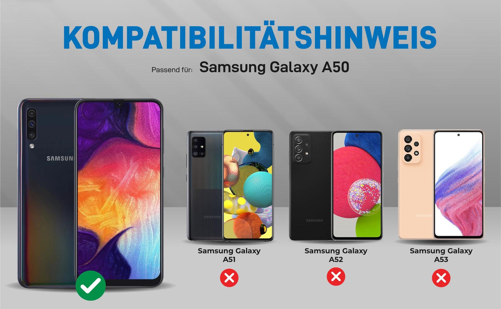 Kompatibilitätshinweise Hülle für Samsung Galaxy A50