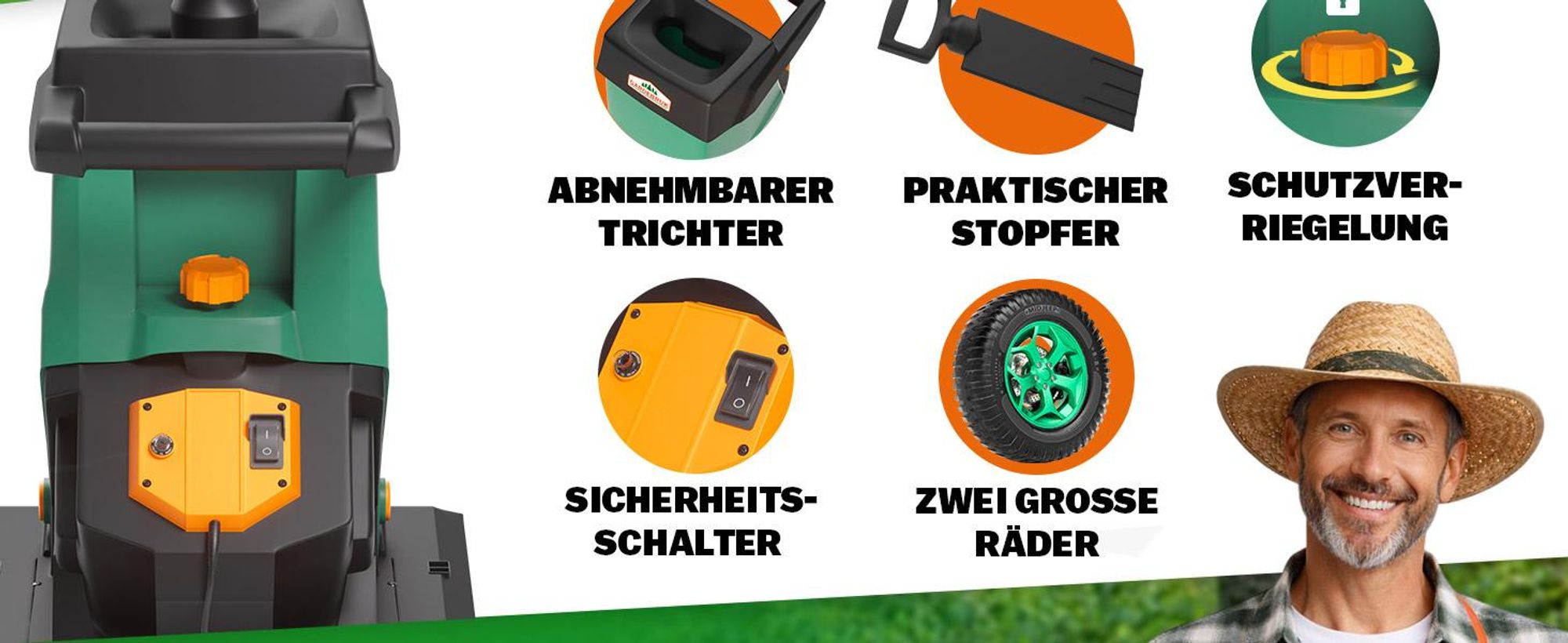 GARDEBRUK® Gartenhäcksler 3100W