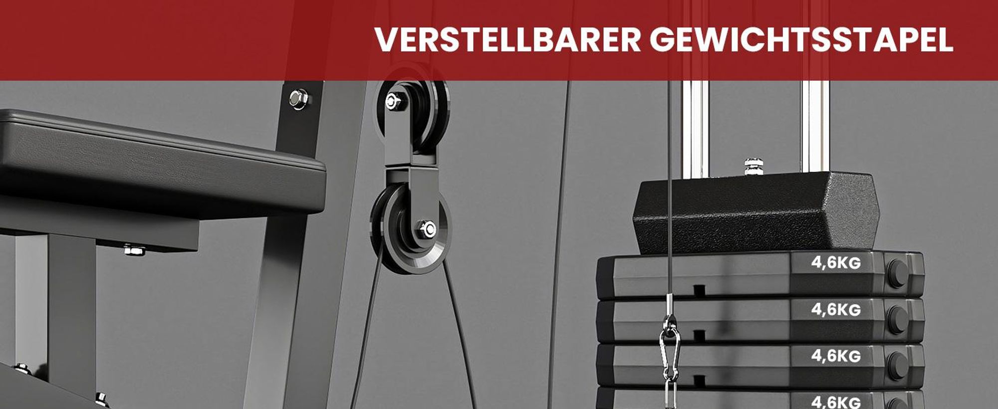 HOMCOM Gym Kraftstation Fitnessstation Multigym inkl. Gewichten Metall Schwarz