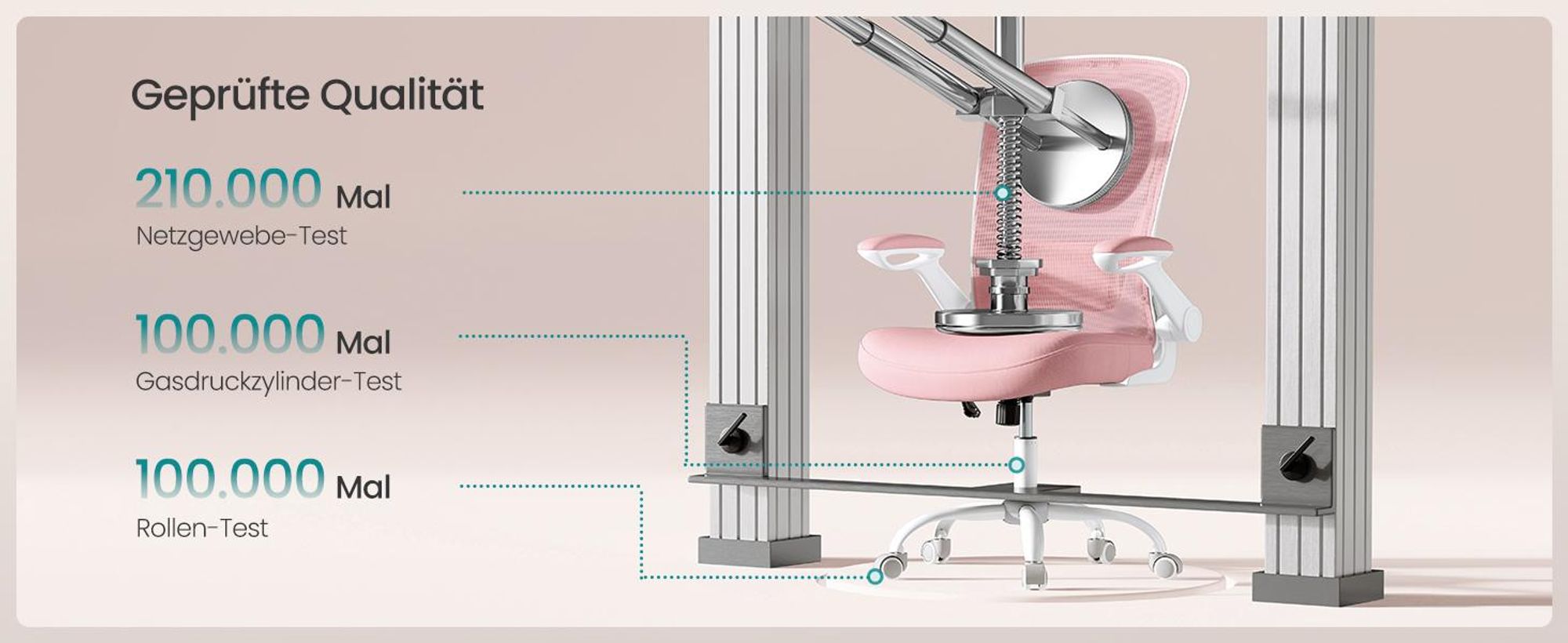 SONGMICS Schreibtischstuhl, atmungsaktive Netzbespannung, pastellrosa