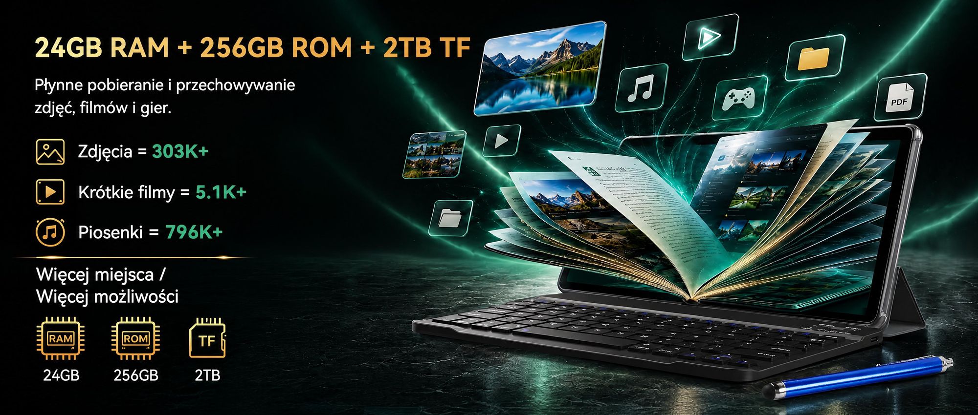 BESTTAB T20 10.1'' Android 16 Set Tablet, 24GB (8+16GB z możliwością rozszerzenia) RAM+256GB ROM (2TB TF), z pokrowcem/piórem/myszą/klawiaturą, Widevine L1, 5G WiFi
