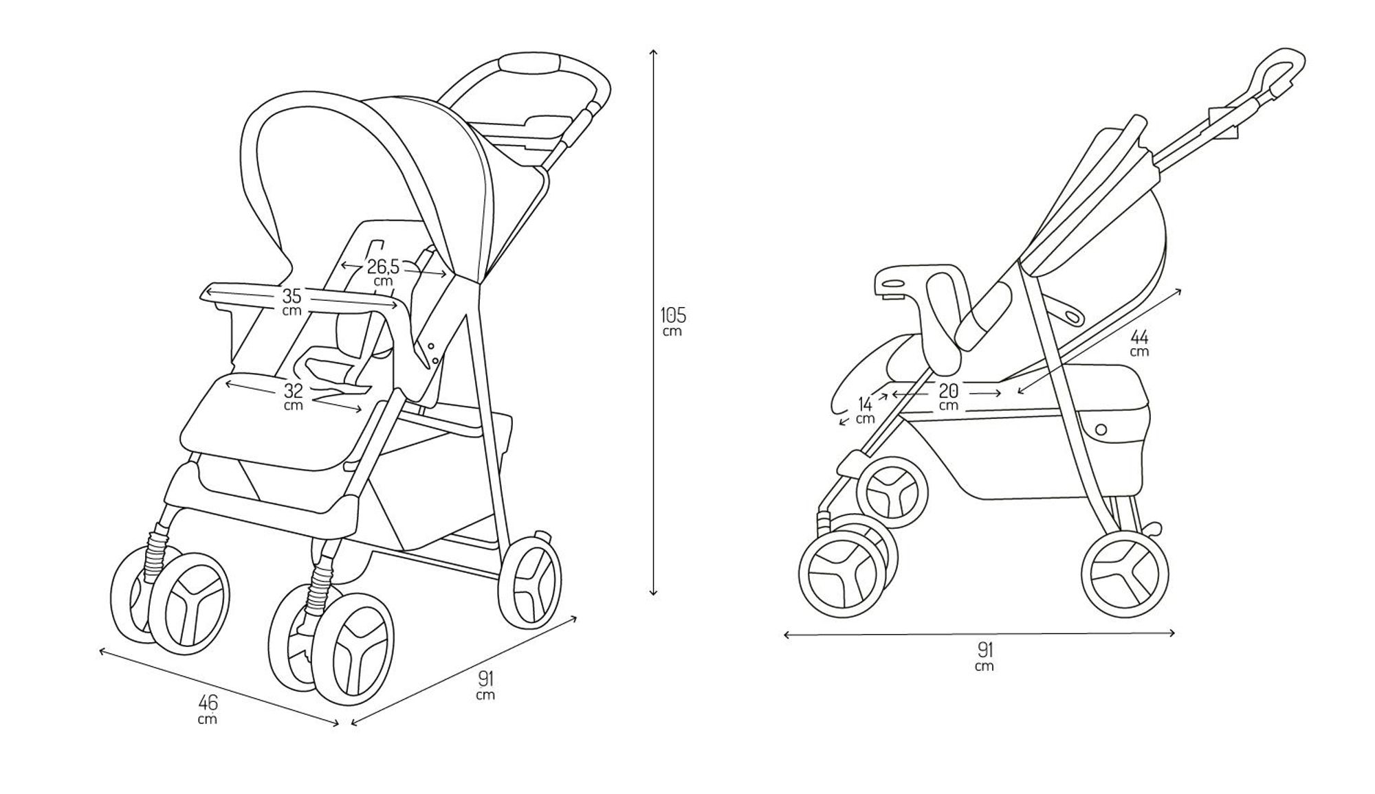 MoMi ISLA – Ultraleichter Baby Kompaktbuggy ab Geburt, verstellbar mit Sonnenverdeck, inkl. Organizer, Fußsack & Tasche, ideal für Reisen – Grau