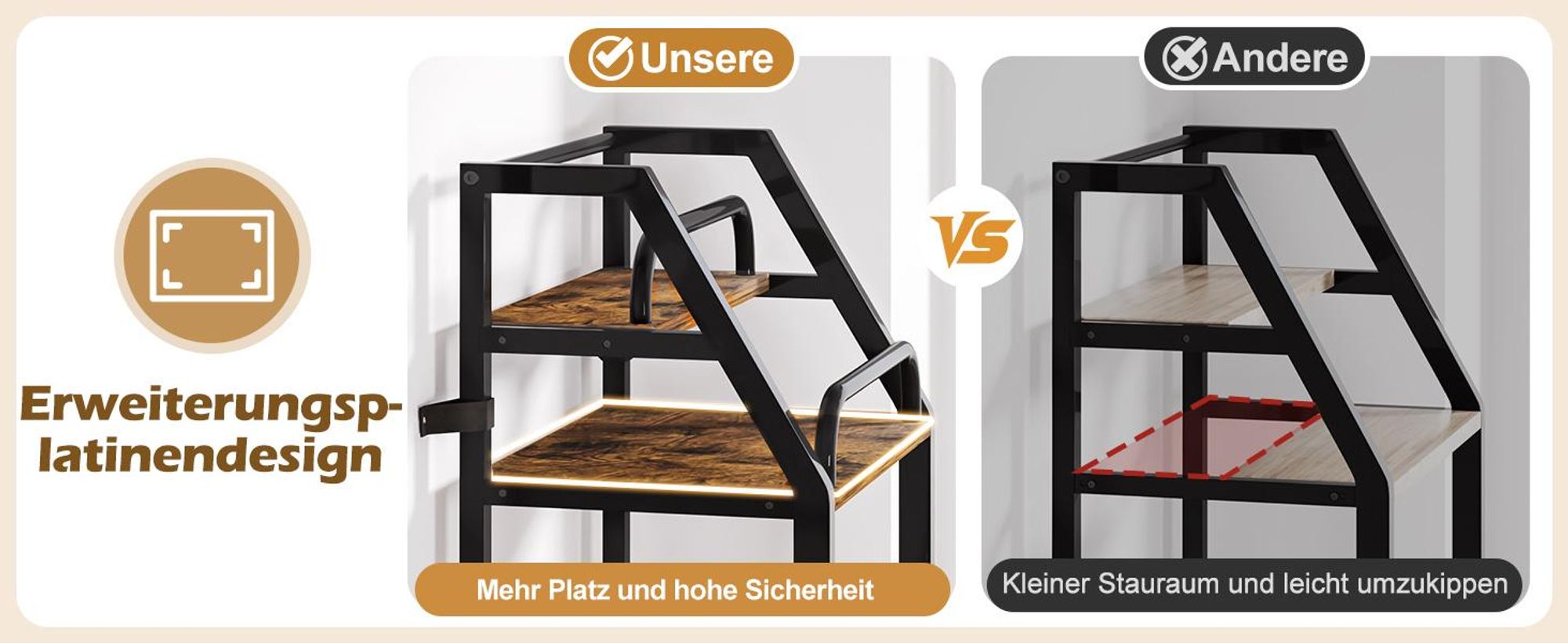 Yorbay Weinregal aus Holz &Metal,Weinregal Stehend mit Flaschenablage, 6-stufiges Barregal für Whisky und Spirituosen, zur Präsentation
